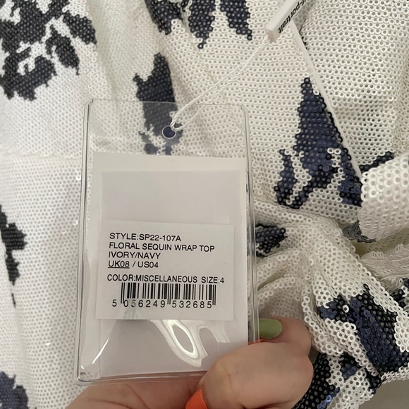 Self-Portrait NWT Floral Sequin Wrap Top UK8/US4 Small - Picture 6 of 8